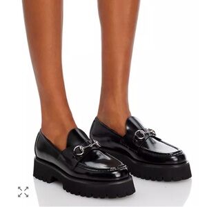 Gucci Black Leather Loafers with Silver Detail